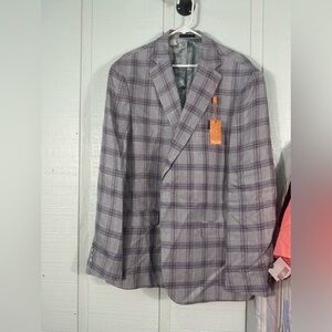 Tallia Gray and Purple Mens Linen Sport Coat Size 48L NWT